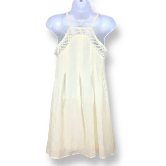 H&M Ivory Crinkle Chiffon & Eyelet Cover-Up Summer Dress size 4 - Picture 3 of 6